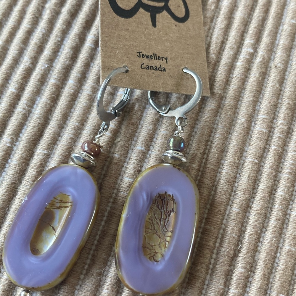 Czech Pressed Glass Drop Earrings